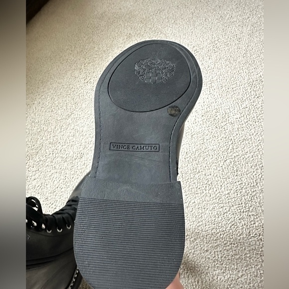 Vince Camuto Branda Black Leather Round Toe Lace Up Combat Boots Size 6.5 - Picture 9 of 11